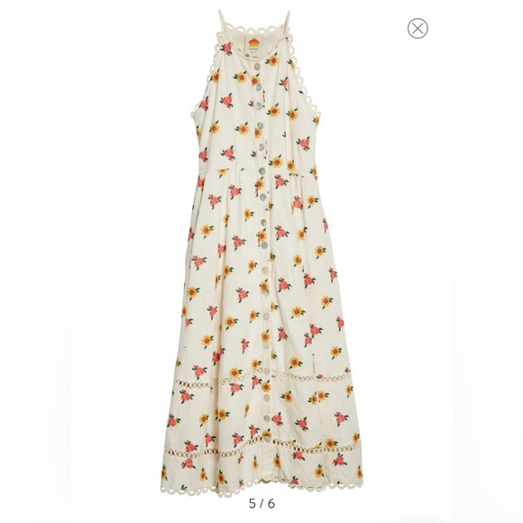 FARM Rio Dresses Farm Rio Cross Stitch Flowers Midi Dress Nwt